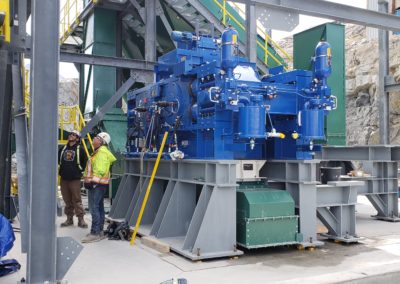 Primary high pressure grinding roll crusher.