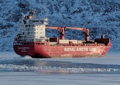 Royal Arctic ship dropping off supplies Feb 3