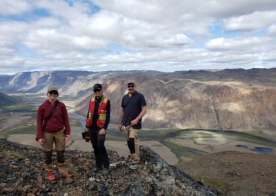 S.Leroux (Project Manager), S.Mckenzie (Project Geologist) and J.Cambon (President) sampling at Sarfartoq niobium project.