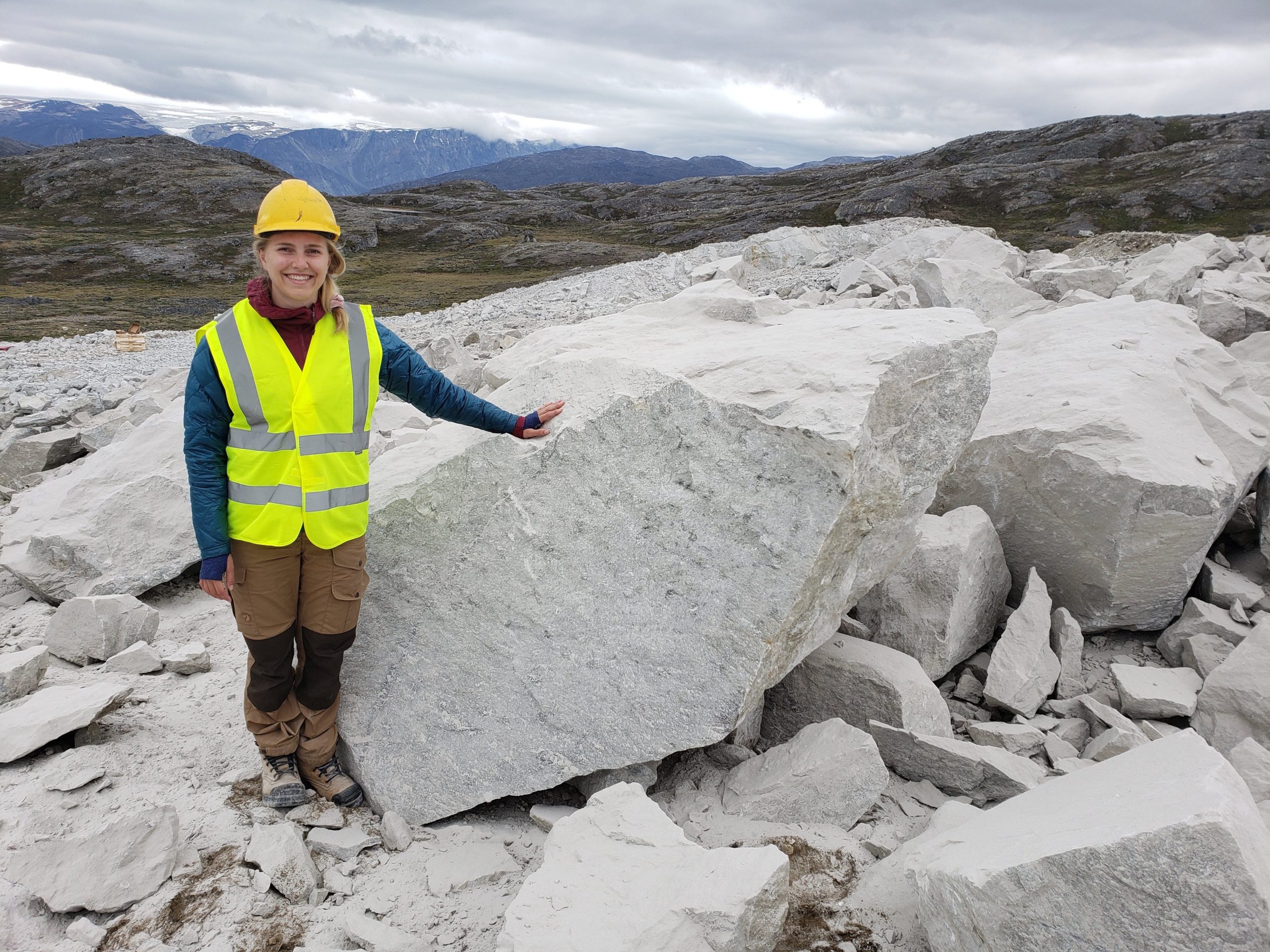 Project Manager with freshly blasted anorthosite